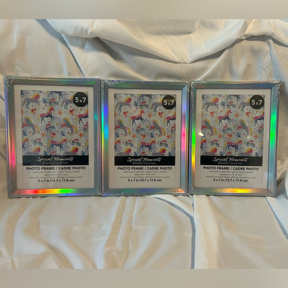 Holographic Silver Photo Frames Set